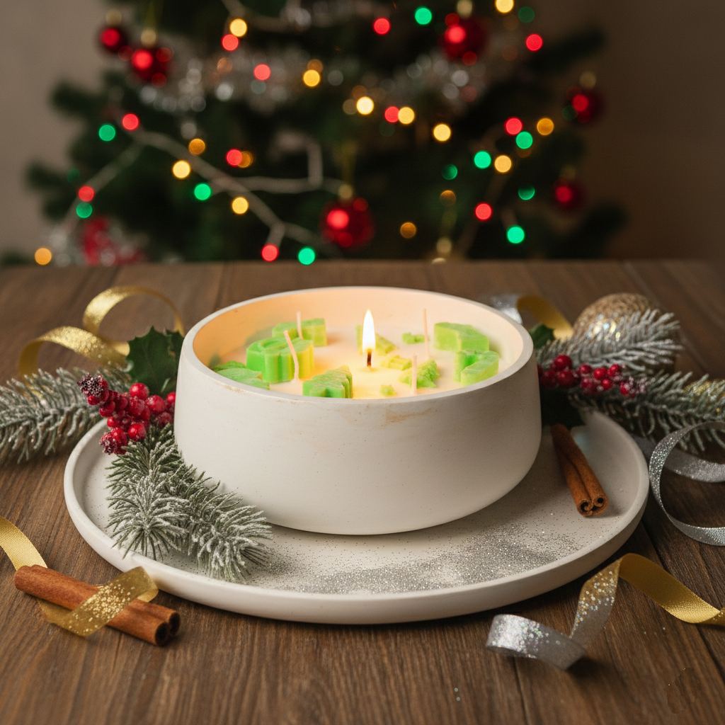 Luxury Christmas Soy Wax Scented Candle  ( Christmas Tree Pine )
